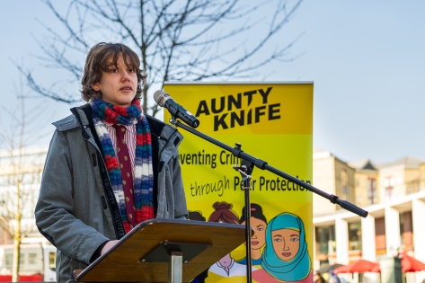 PR photography in Bradford: Aunty Knife phone app launch.